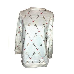 UGLY CHRISTMAS SWEATER WOMENS LARGE REINDEER PATTERN HOLIDAY PARTY